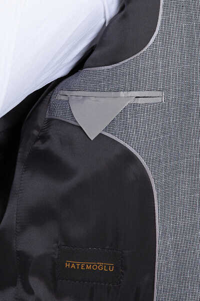 Gri Desenli Slim Fit Ceket - 9