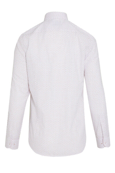 Kiremit Slim Fit Baskılı 100% Pamuk Düğmeli Yaka Uzun Kollu Casual Gömlek - 2