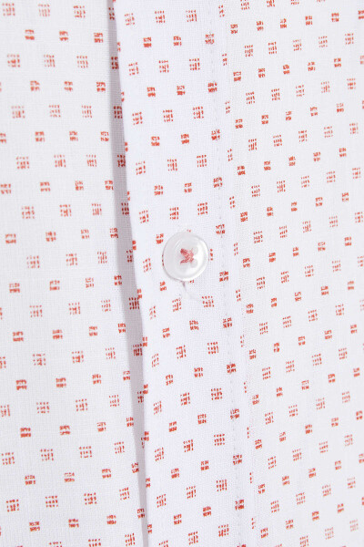 Kiremit Slim Fit Baskılı 100% Pamuk Düğmeli Yaka Uzun Kollu Casual Gömlek - 3