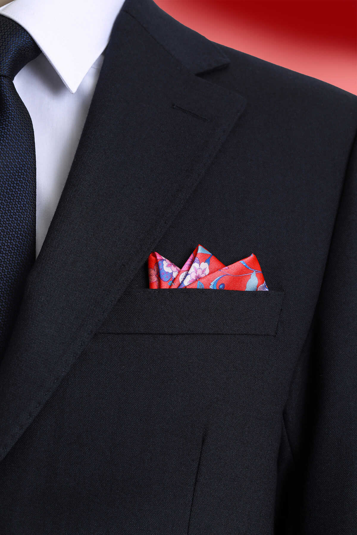 Kiremit Desenli Klasik Saten Cep Mendili - 1