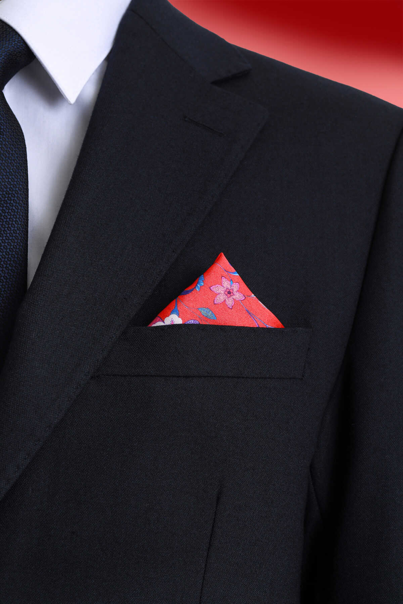 Kiremit Desenli Klasik Saten Cep Mendili - Hatem Saykı (1)