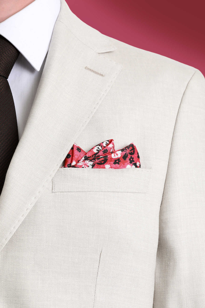 Kiremit Desenli Klasik Saten Cep Mendili - Hatem Saykı