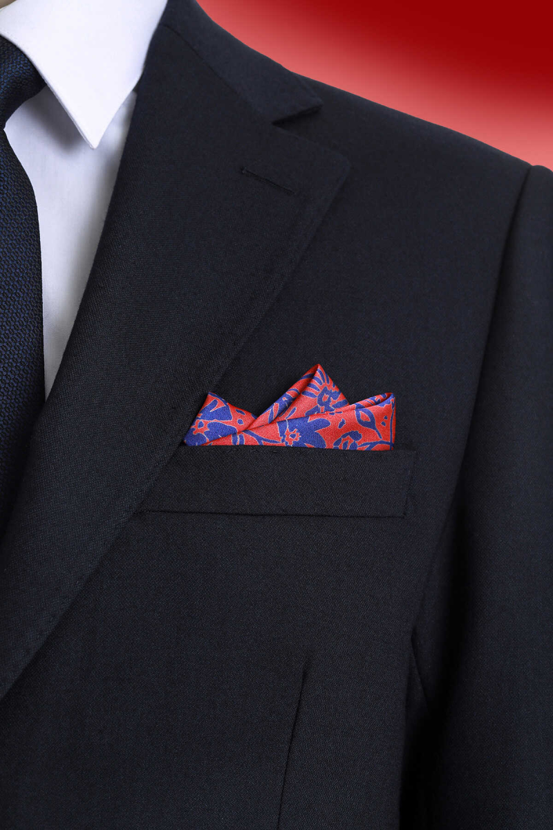 Kiremit Desenli Klasik Saten Cep Mendili - Hatem Saykı