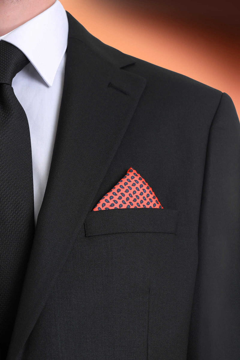 Kiremit Desenli Klasik Saten Cep Mendili - Hatem Saykı (1)