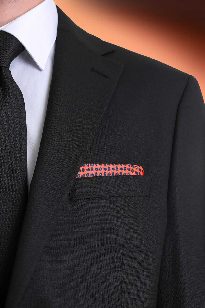 Kiremit Desenli Klasik Saten Cep Mendili - Hatem Saykı (1)