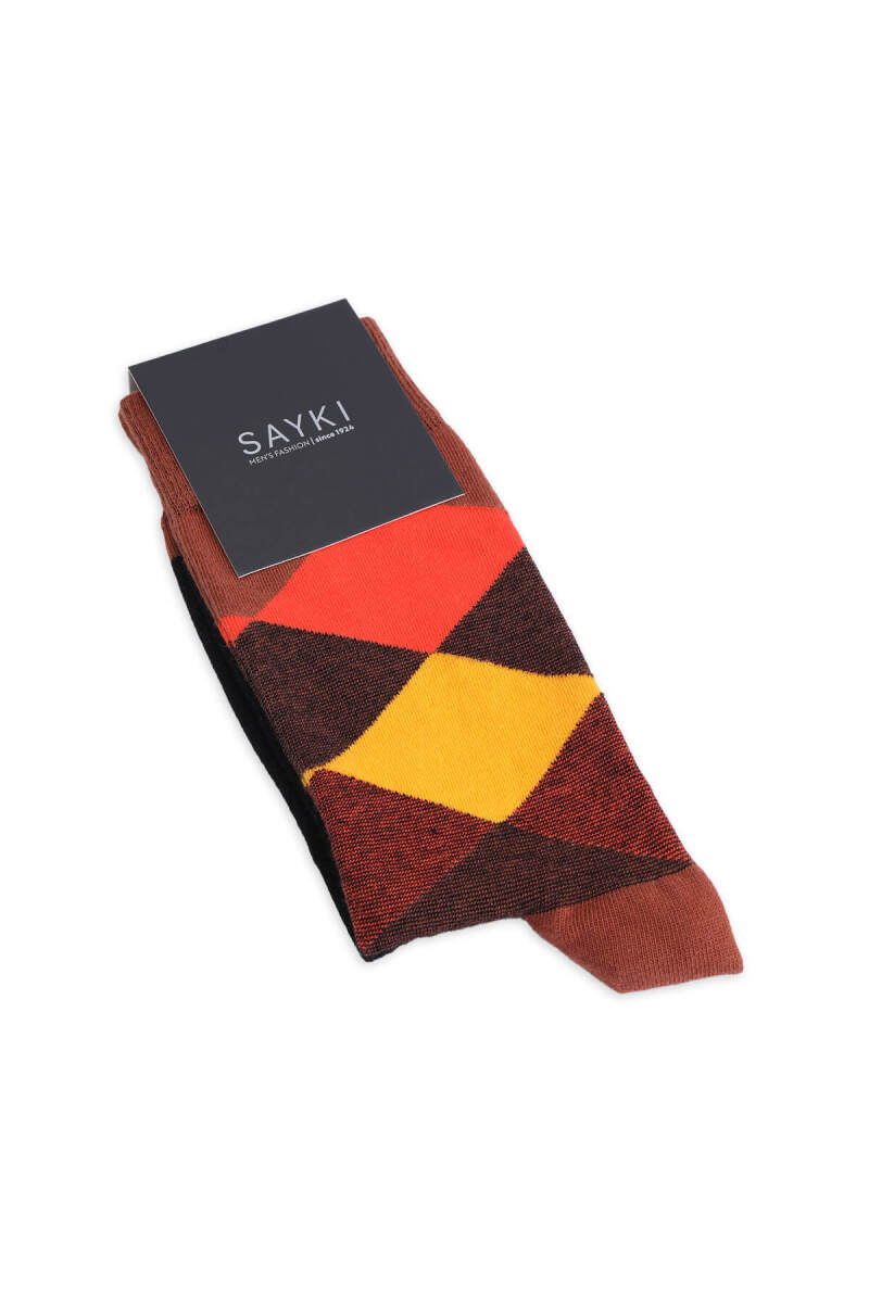 Kiremit Desenli Pamuklu Çorap - HATEM SAYKI