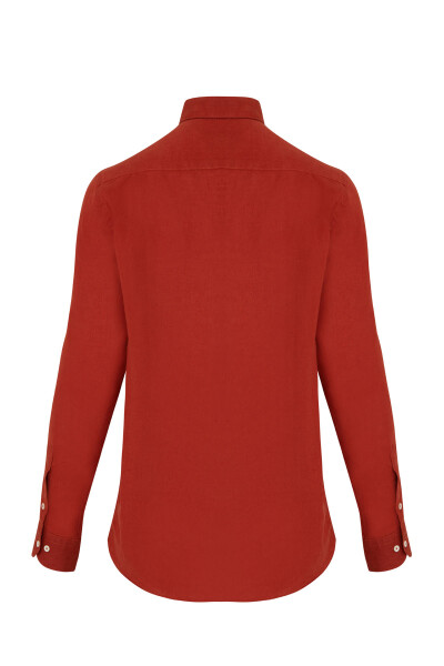 Kiremit Regular Fit 100% Keten Uzun Kol Gömlek - 2