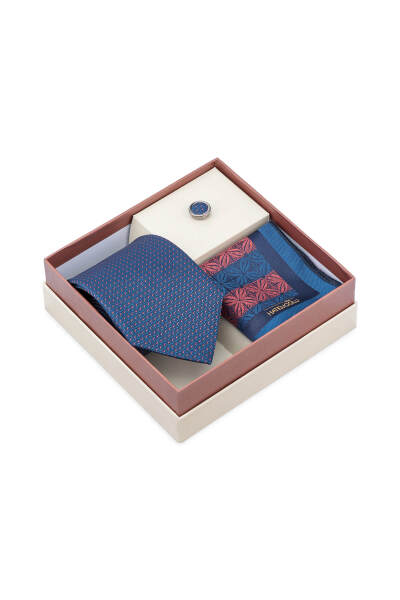 Kiremit Kravat Mendil ve Yaka Rozeti 3'lü Set - 3