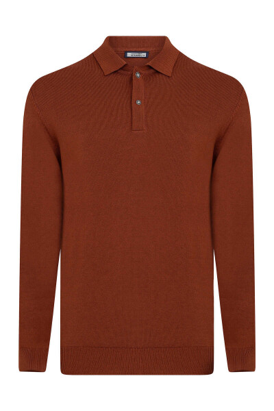 Kiremit Polo Yaka Triko Kazak - 3