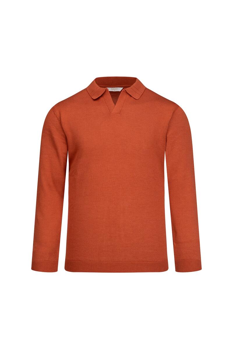 Kiremit Regular Fit Polo Yaka Pamuklu Kazak