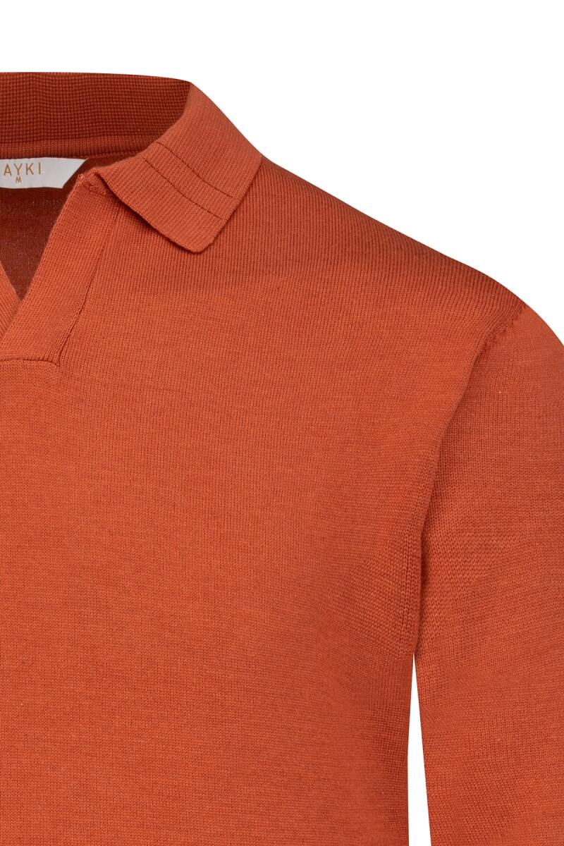 Kiremit Regular Fit Polo Yaka Pamuklu Kazak - Saykı (1)