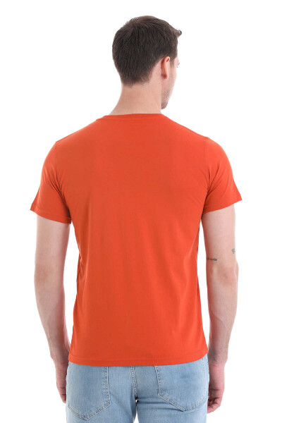 Turuncu Regular Fit Bisiklet Yaka 100% Pamuk Tişört - 5