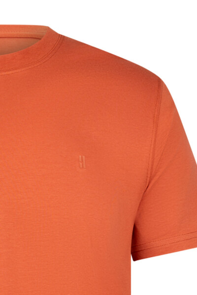 Kiremit Regular Fit Bisiklet Yaka Pamuklu Basic Tişört - 3