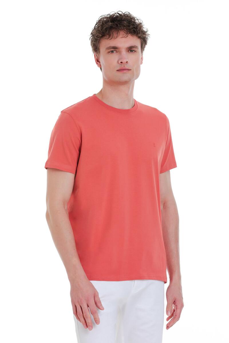 Kiremit Regular Fit Bisiklet Yaka Pamuklu Tişört - HTML