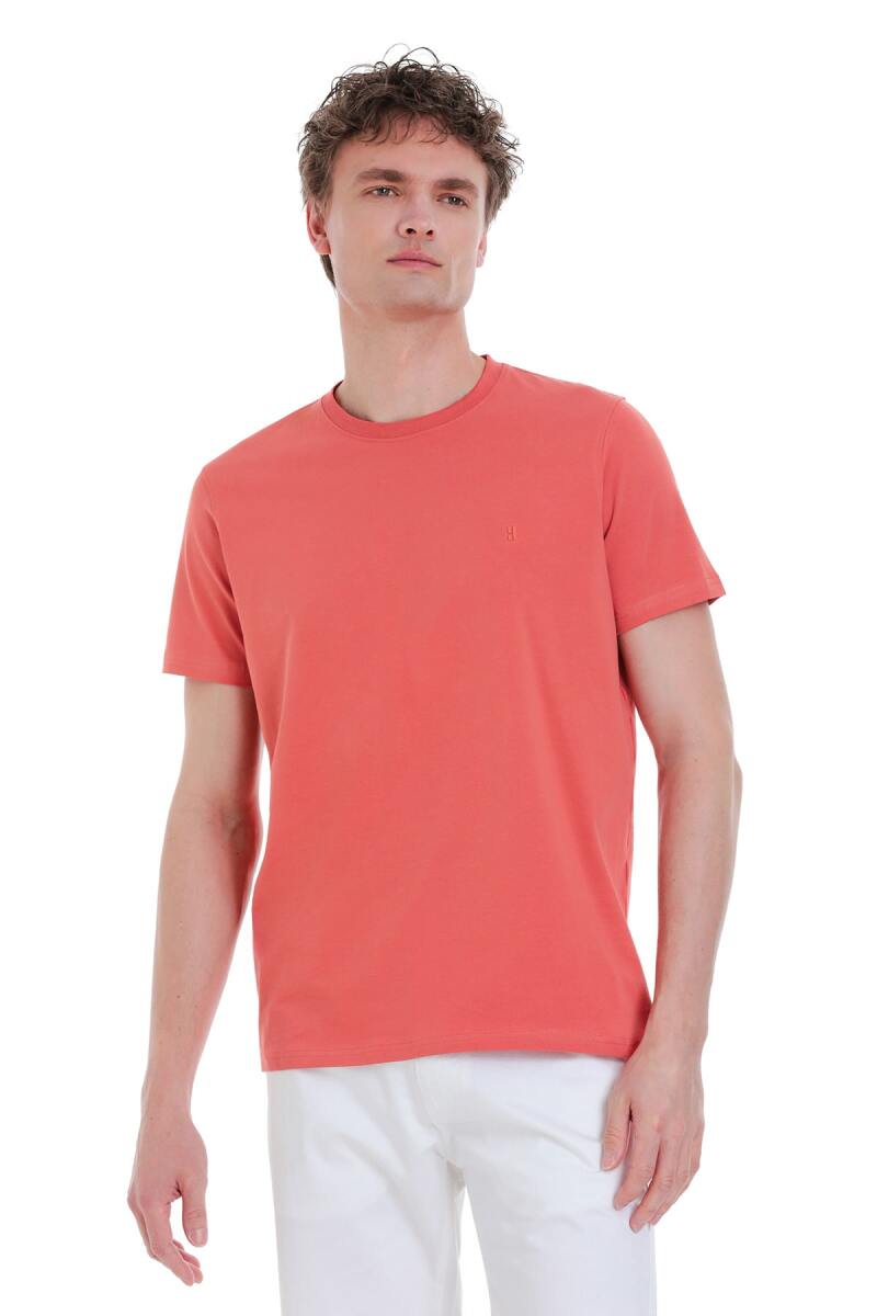 Kiremit Regular Fit Bisiklet Yaka Pamuklu Tişört - HTML (1)