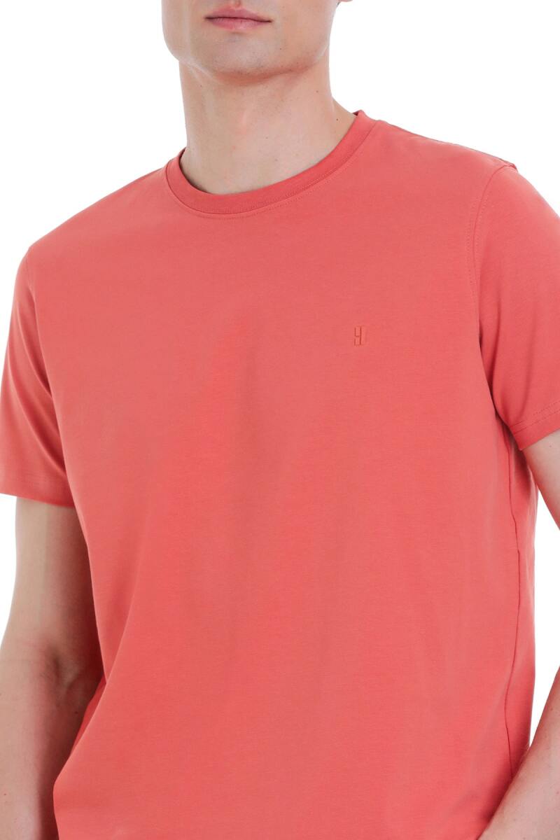 Kiremit Regular Fit Bisiklet Yaka Pamuklu Tişört - HTML (1)