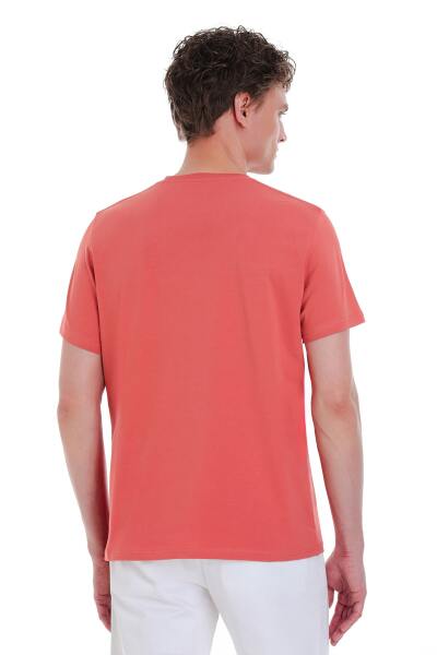 Kiremit Regular Fit Bisiklet Yaka Pamuklu Tişört - 5