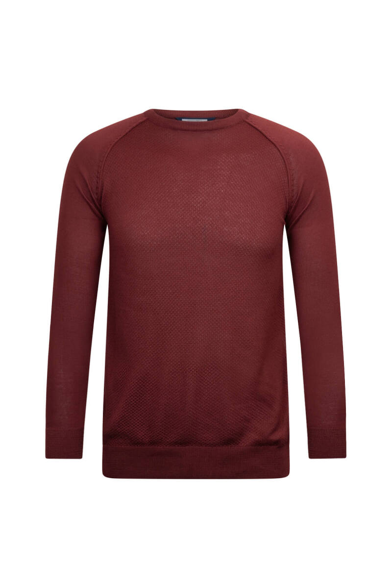 Kiremit Regular Fit Bisiklet Yaka Yünlü Triko Kazak - Hatemoğlu