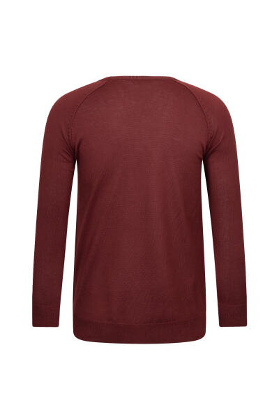 Kiremit Regular Fit Bisiklet Yaka Yünlü Triko Kazak - 2