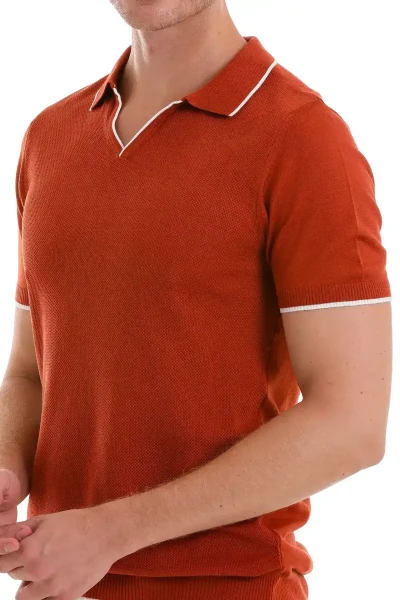 Kiremit Regular Fit Desenli Pamuklu Polo Yaka Casual Tişört - 5