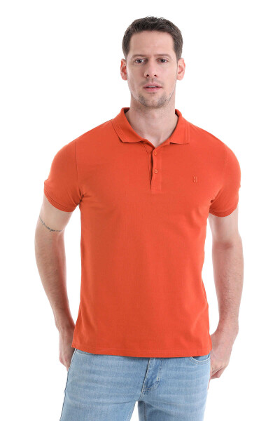 Kiremit Regular Fit 100% Pamuklu Polo Yaka Tişört 