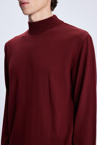 Kiremit Regular Fit Yarım Balıkçı Yaka Yünlü Triko Kazak - 4