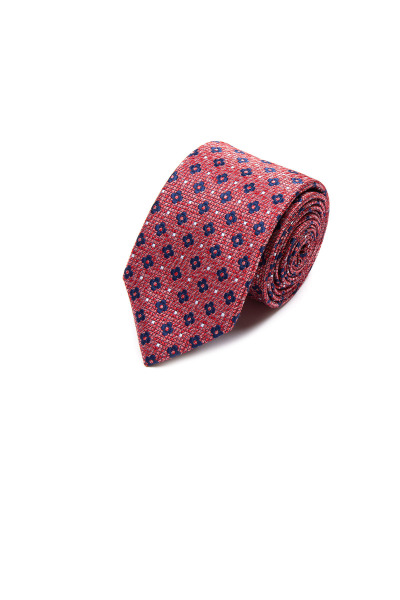 Kırmızı Desenli Klasik Micro Kravat - 4