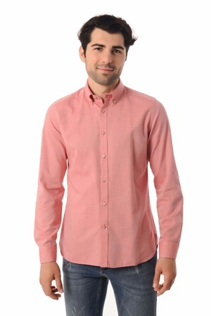 Kırmızı Slim Fit Gömlek - Thumbnail