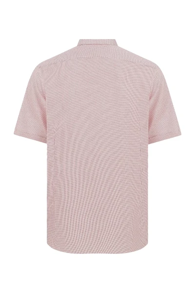 Kırmızı Kısa Kol Armürlü Klasik Gömlek - 2