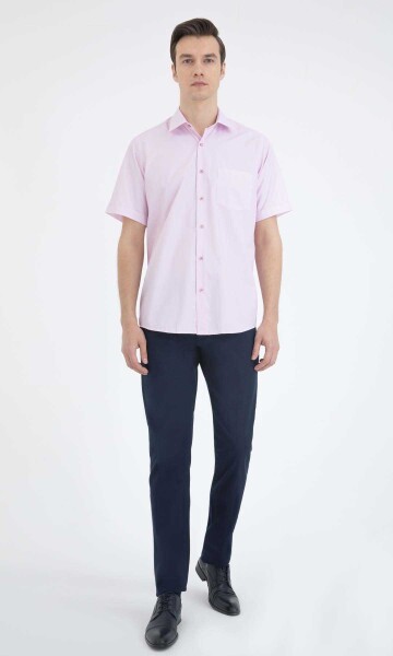 Kırmızı Desenli Klasik Kısa Kol Gömlek - 2