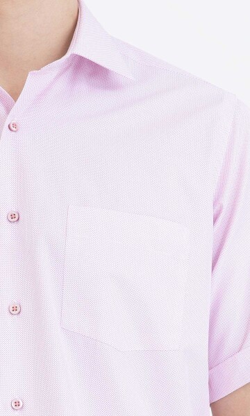 Kırmızı Desenli Klasik Kısa Kol Gömlek - 4