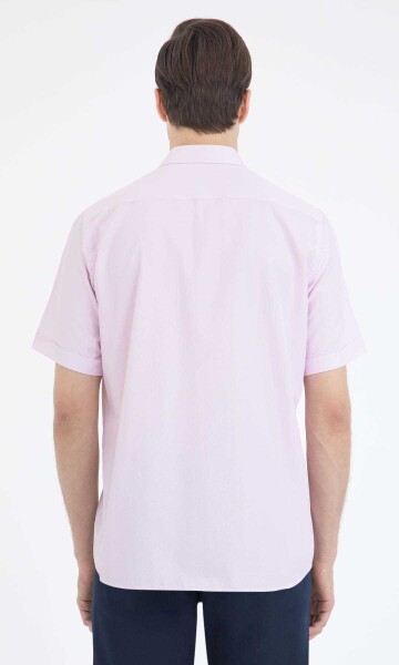 Kırmızı Desenli Klasik Kısa Kol Gömlek - 3