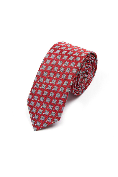 Kırmızı Desenli Kravat - 1