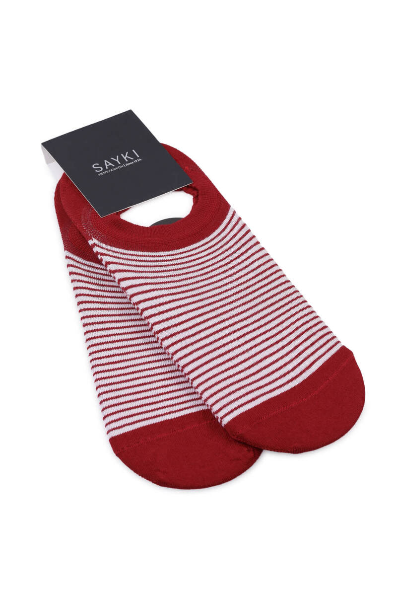 Kırmızı Desenli Pamuklu İkili Babet Çorap - HATEM SAYKI