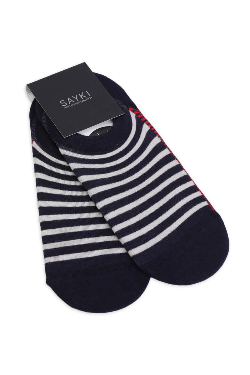 Kırmızı Desenli Pamuklu İkili Babet Çorap - HATEM SAYKI