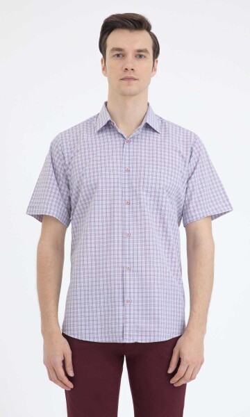 Kırmızı Kareli Klasik Kısa Kol Gömlek - 1