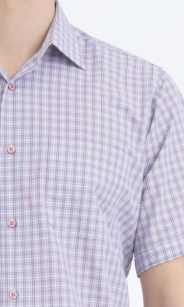 Kırmızı Kareli Klasik Kısa Kol Gömlek - 9