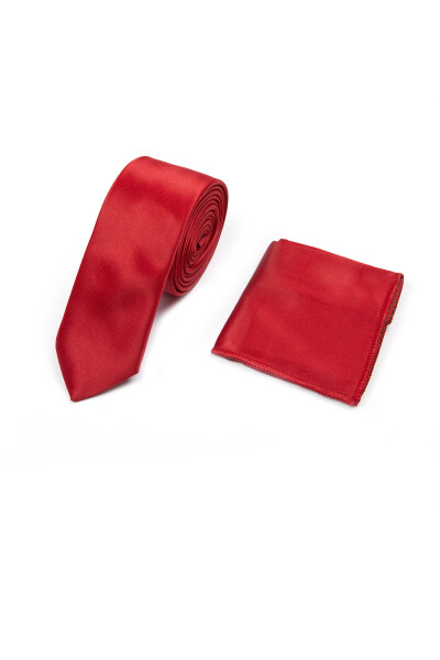 Kırmızı Kravat Mendil Set 
