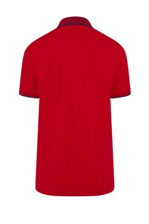 Kırmızı Polo Yaka Regular Fit Tişört - Thumbnail