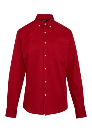 Kırmızı Comfort Fit Uzun Kol %100Pamuk Desenli Casual Gömlek - Thumbnail