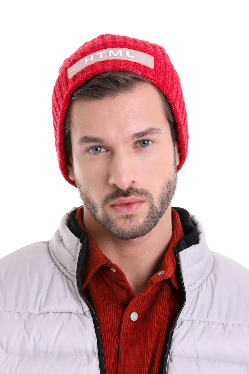 Kırmızı Pamuklu Örgü Bere - HTML (1)