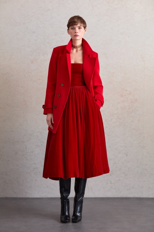Saykı Woman - Kırmızı Regular Fit Düz Kruvaze Daisy Kaban