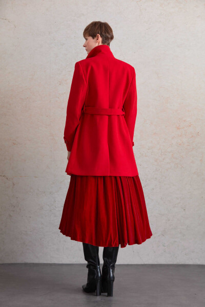 Saykı Woman Kırmızı Regular Fit Kruvaze Kaban - 6