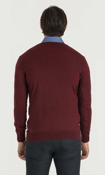 Kırmızı V Yaka Triko - 5