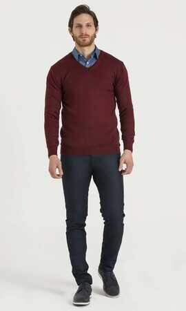 Kırmızı V Yaka Triko - 6