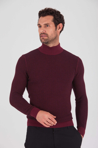 Kırmızı Yarım Balıkçı Yaka Triko Kazak - 3