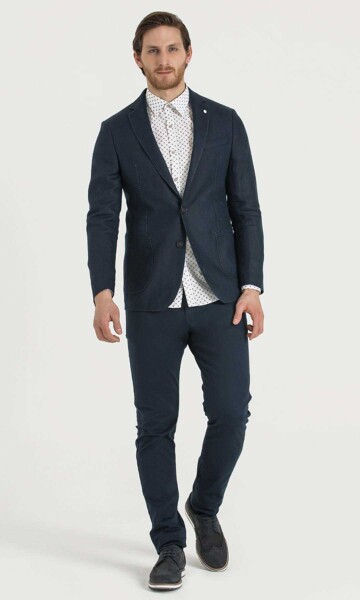 Lacivert Slim Fit Ceket - Thumbnail