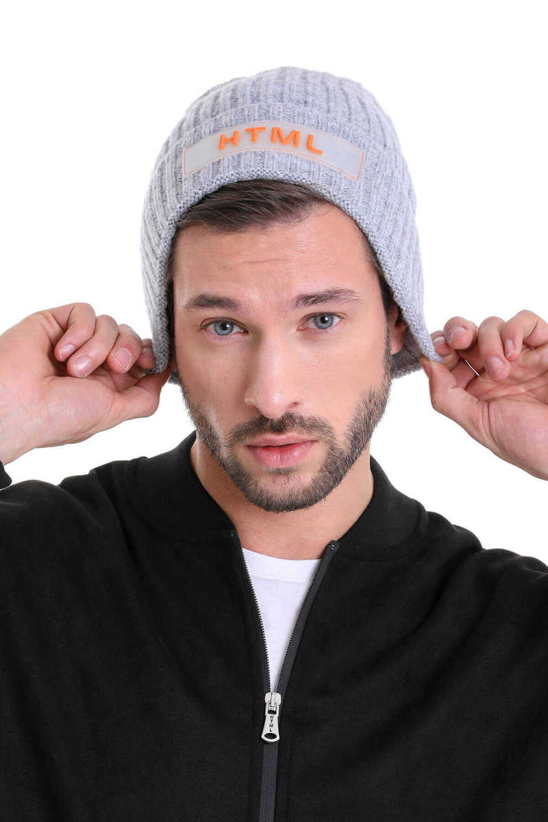 Gri Düz Pamuklu Örgü Bere - HTML (1)