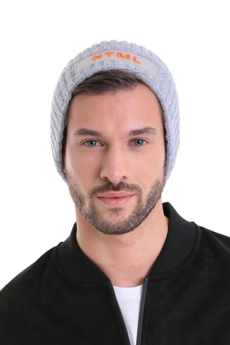 Gri Düz Pamuklu Örgü Bere - HTML (1)