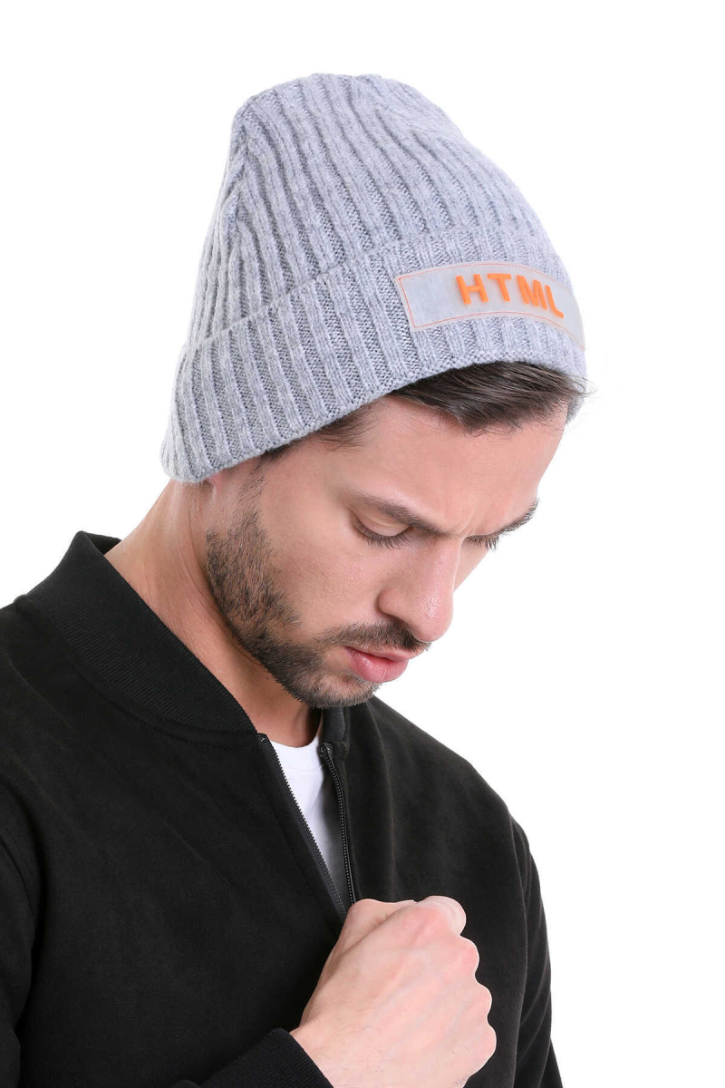 Gri Düz Pamuklu Örgü Bere - HTML (1)